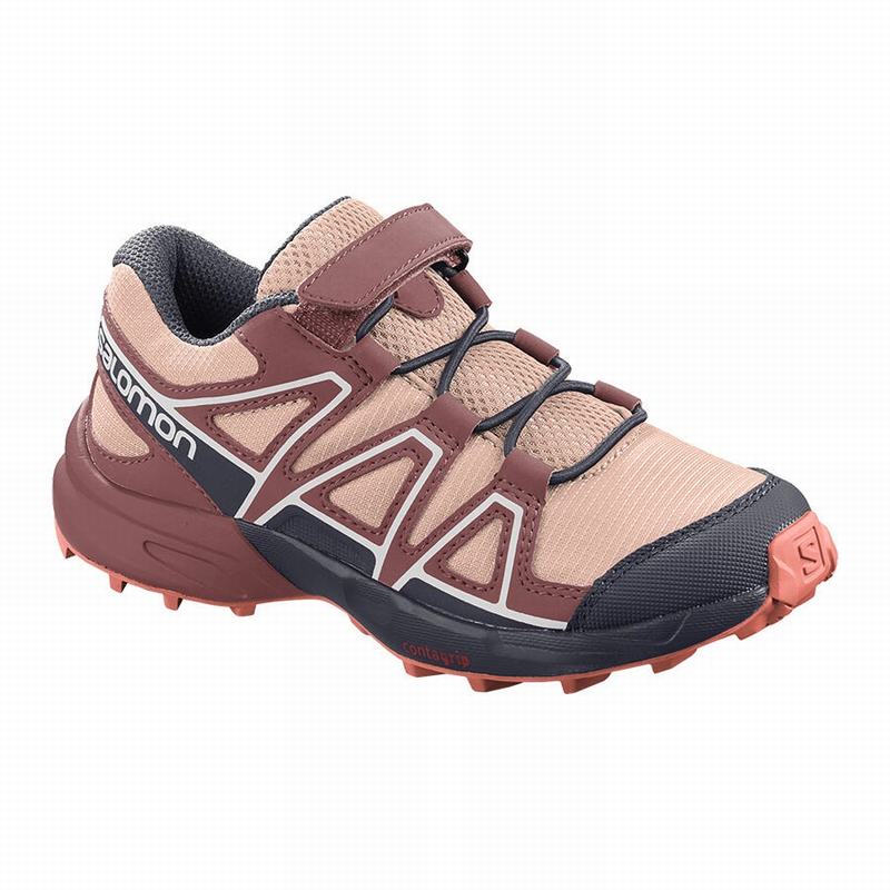 Salomon Singapore Kids Trail Running Shoes - SPEEDCROSS Burgundy/Coral | 36041-BODX